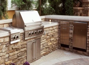 close up shot outdoor kitchen