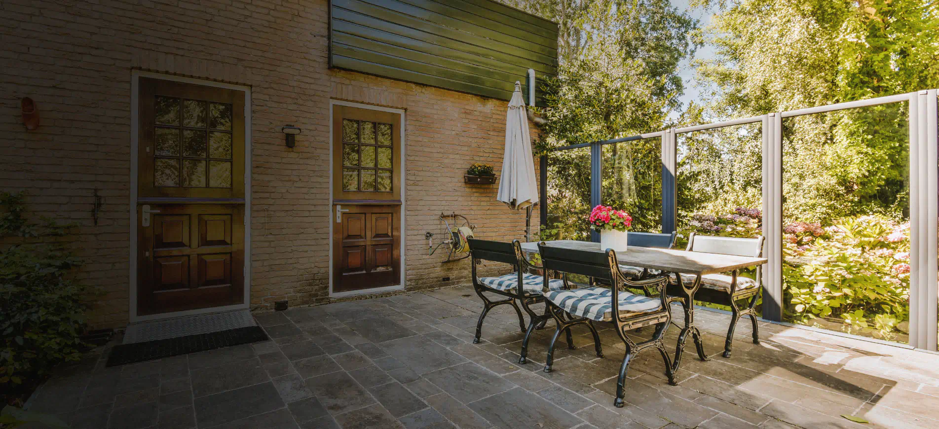 neatly paved backyard patio