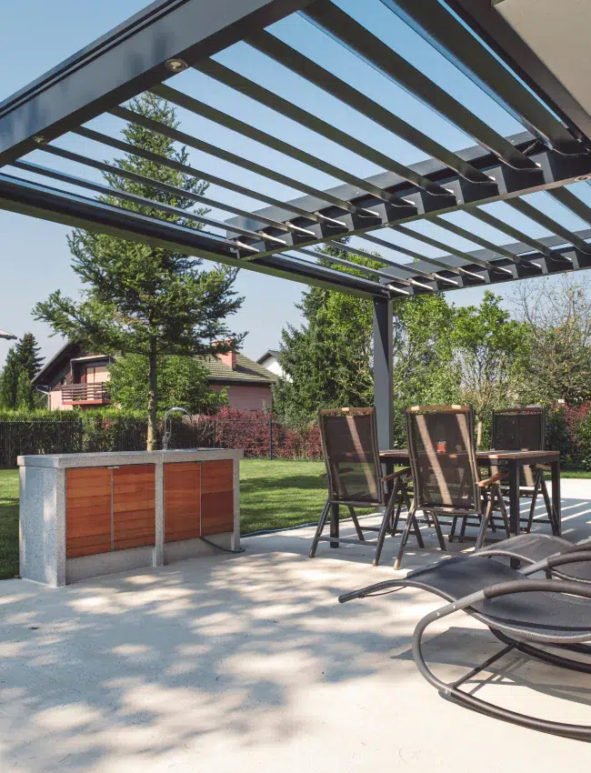 newly installed pergola